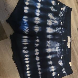 torrid Navy and White Tie-Dye Jean Shorts